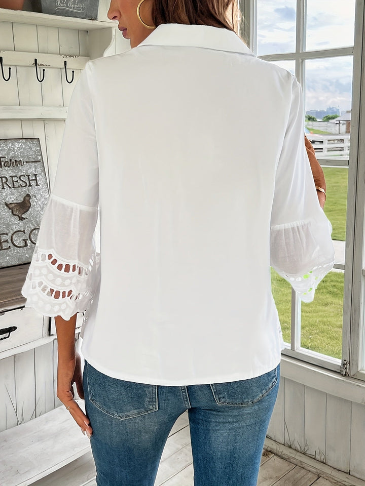 Grace | Casual Hollow-Out Embroidered Blouse