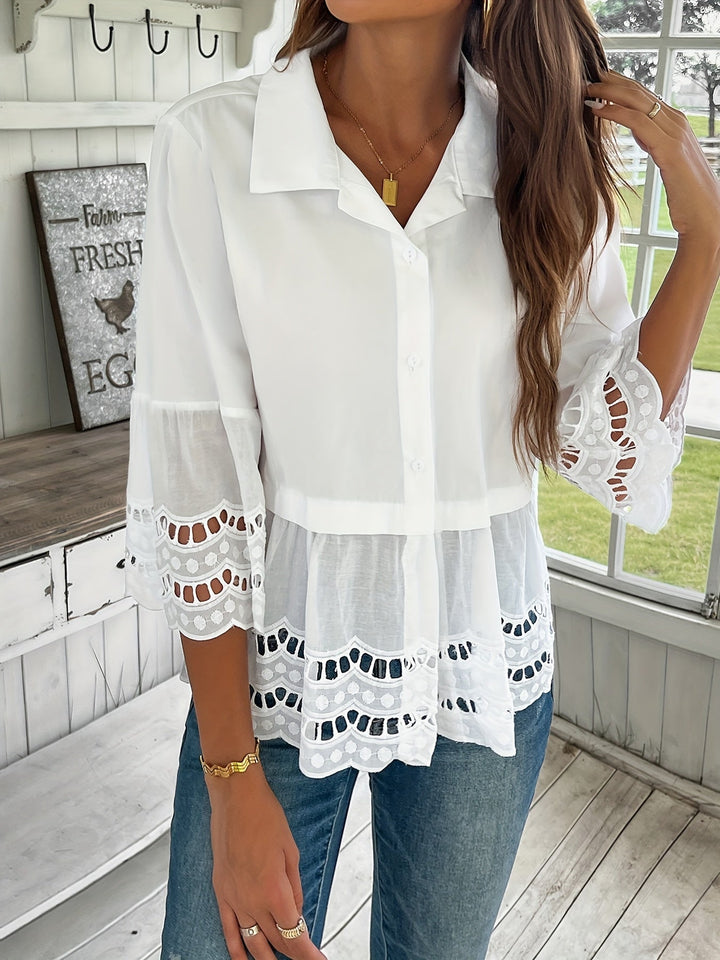 Grace | Casual Hollow-Out Embroidered Blouse
