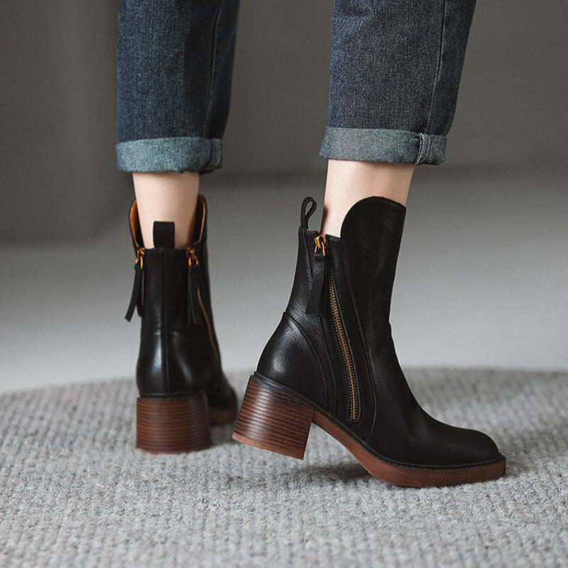 Selene | Block Heels Ankle Boots