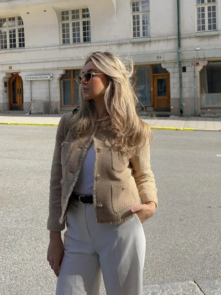 Clara | Short Tweed Blazer Spring Jacket with Buttons