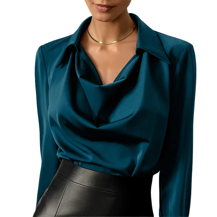 Samantha | Women’s Drape Neck Long Sleeve Blouses