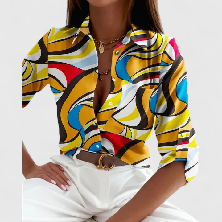 Lise | Elegant Long Sleeve Collared Blouse