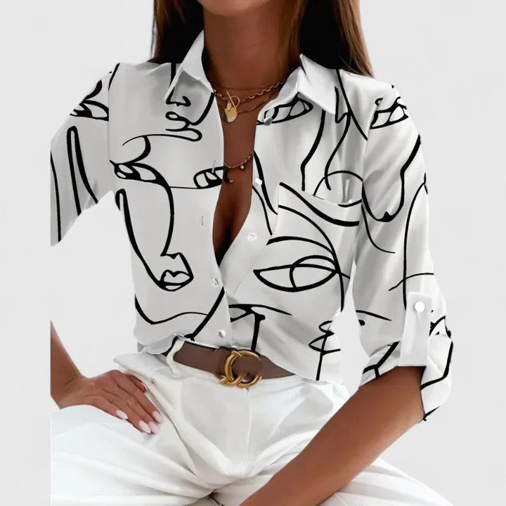 Lise | Elegant Long Sleeve Collared Blouse