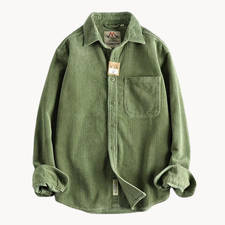 Zach | Men’s Casual Brown Corduroy Long Sleeve Shirt