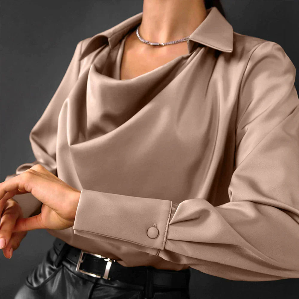 Samantha | Women’s Drape Neck Long Sleeve Blouses