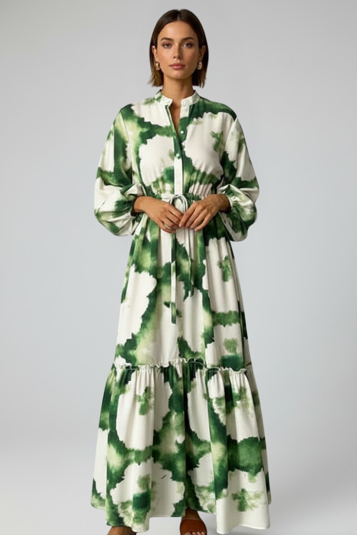 Spruce | Chic V-Neck and Long Sleeves Maxi Dress