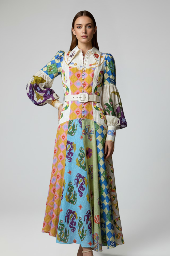 Spruce | Chic V-Neck and Long Sleeves Maxi Dress