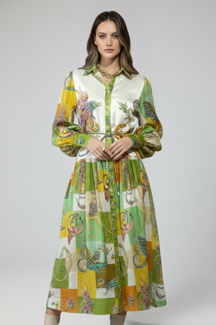 Spruce | Chic V-Neck and Long Sleeves Maxi Dress