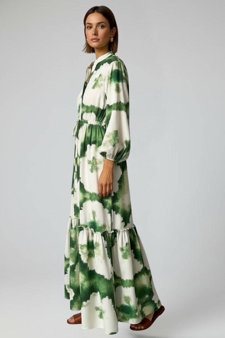 Spruce | Chic V-Neck and Long Sleeves Maxi Dress