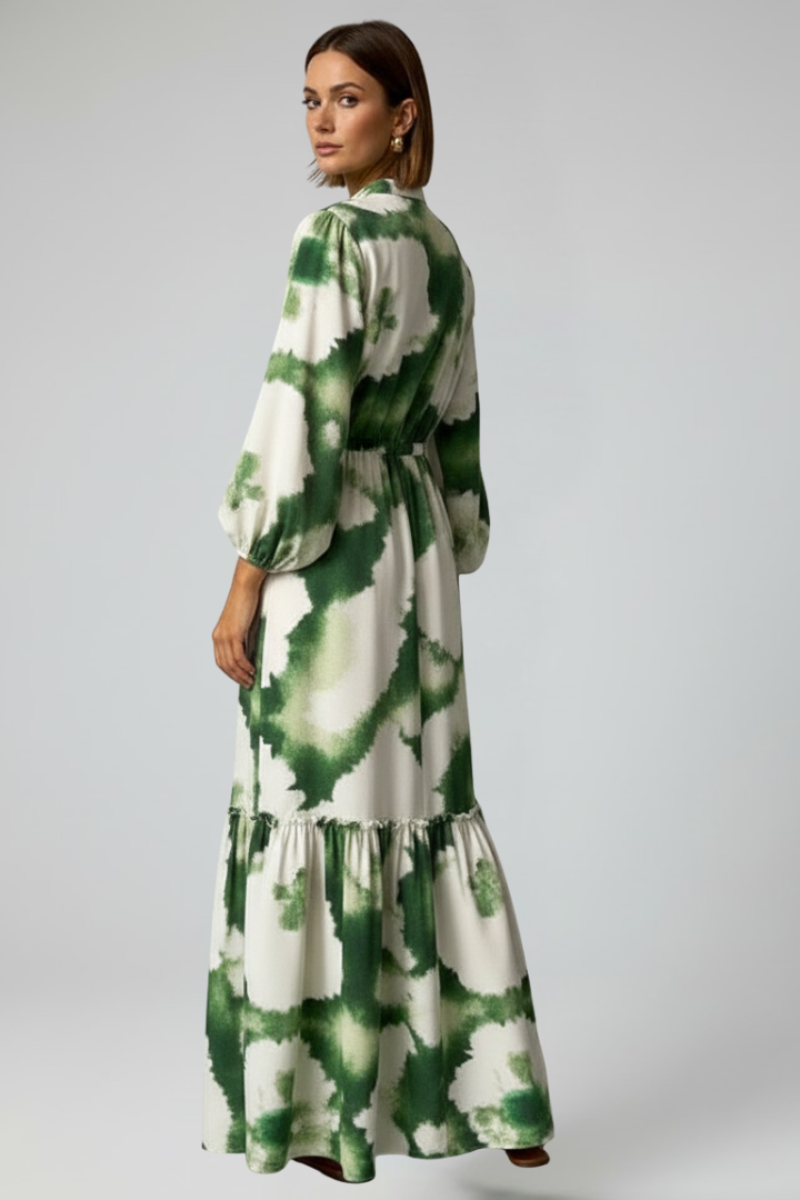 Spruce | Chic V-Neck and Long Sleeves Maxi Dress