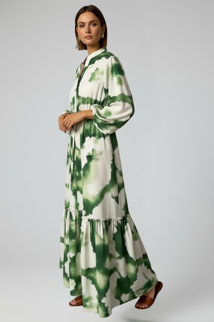 Spruce | Chic V-Neck and Long Sleeves Maxi Dress